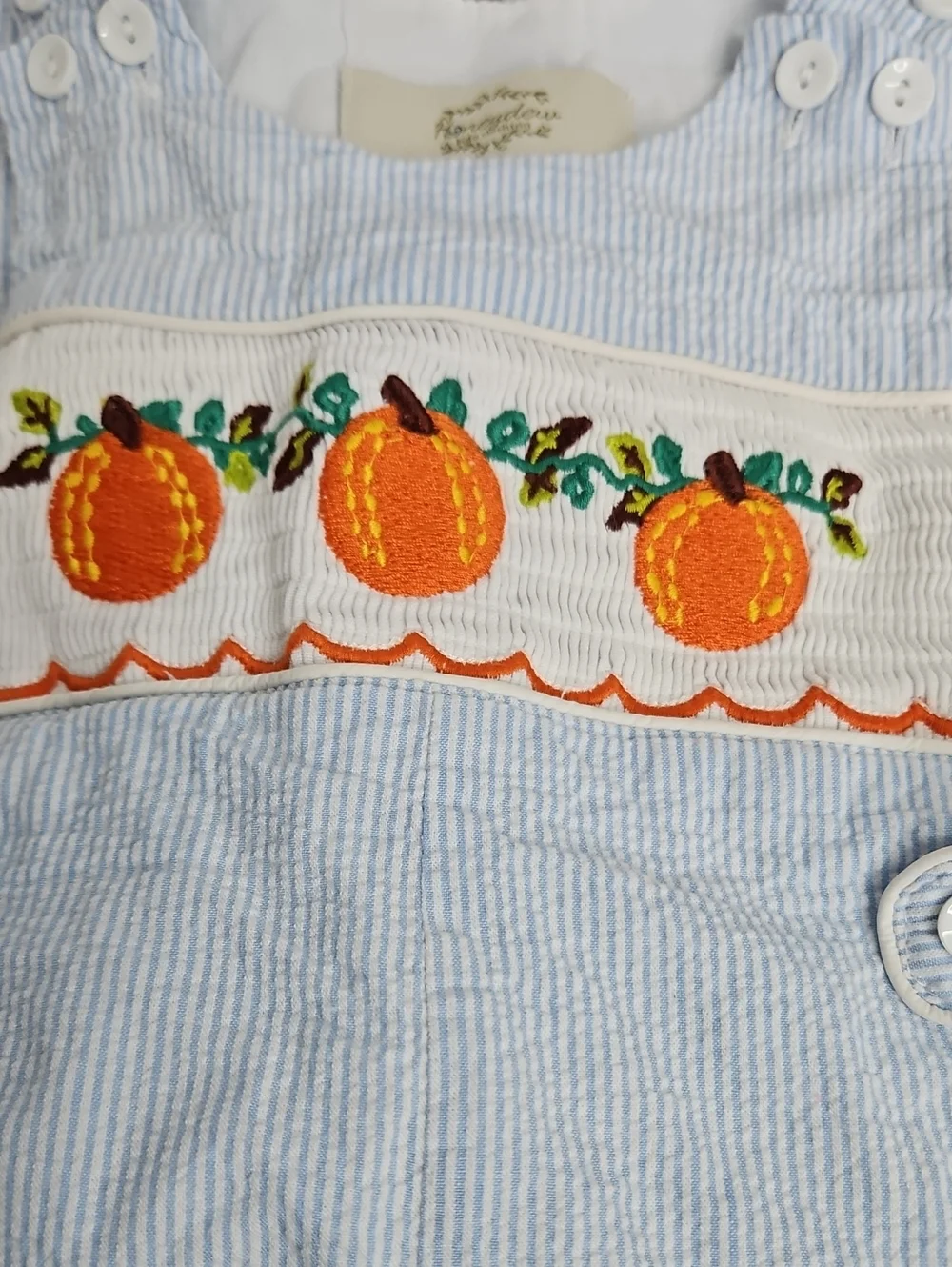 Honeydew Smocked Pumpkins Striped Overalls Sz 24months 100% Cotton